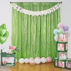 Sugargirl Apple Green Sequin Backdrop Curtain 4 Panels 2FTx8FT Glitter Apple Green Background Drapes Sparkle Photography Backdrop for Party Wedding Birthday Wall Decoration