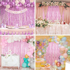 Crosize 4 Pack 3.3 x 9.9 ft Pink foil Fringe Curtains Party Decorations, Pink Tinsel Curtain Backdrop for Parties, Door Streamers, Glitter Streamer Fringe Backdrop for Birthday Decoration