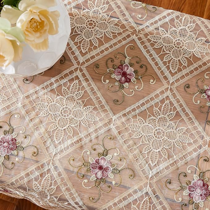 Warm Home Designs 60 Inch Round Tablecloth. Use Small Gold Tablecloth as Crochet Table Cloth, Coffee Table Cover, or Dresser Cover Linen. Rustic Table Topper for Vintage Kitchen. (VTC Linen 60)