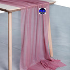 MDS 2 Pack 10ft Chiffon Table Runner 29 x 120 Inches Sheer Wedding Runner Romantic Rustic Table Runner for Wedding Decorations, Birthday Parties, Bridal Shower Party Arch Decor - mauva
