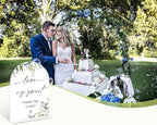 Greenery Love is Sweet Sign, 6 x 8 Inch White Arch Acrylic Wedding Sign with Holder, Wedding Sign for Ceremony and Reception, Wedding Decoration, Wedding Supplies - LY07