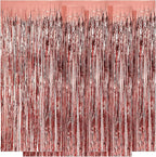 5 Pack Rose Gold Fringe Backdrop 3.2ft x 8.2ft Foil Curtain Tinsel Fringe Curtains for Birthday Party Decoration Wedding Christmas Decoration