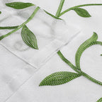 VISIONTEX Embroidered Green Sheer Voile Curtains, Leaves Embroidery Faux Linen Rod Pocket Window Drapes for Living Room and Girls Bedroom 54 x 95 Inch, Set of 2 Curtain Panels