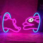 Easter Bunny Neon Sign Trendy Bunny Crossing Hole LED Light Sign for Wall Decor Dimmable Pink Rabbit Neon Light Sign for Bedroom Classroom Bar Man Cave Birthday Party Easter Gift Boy Girl