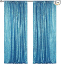 Sugargirl Turquoise Sequin Backdrop Curtain 2 Panels 2FTx8FT Glitter Turquoise Background Drapes Sparkle Photography Backdrop for Party Wedding Birthday Wall Decoration