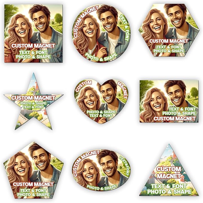 KETABAO – 4" Custom Heart Photo Magnets - Upload Your Photo for Personalized Magnets - Choose Your Shape - Add Your Text Fridge, Locker, and Car & More