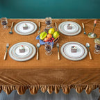 Velvet Tablecloth Luxurious Solid Rectangle Table Cloth,Oblong Retro Farmhouse Ruffle Tablecloths Washable Table Cover for Party Wedding Baby Shower Kitchen Dinning Tabletop Decoration