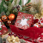 LeZakaa Christmas Wrapping Paper Roll - Red Flower & Merry Christmas Gold Foil Pattern for Holiday, Party - 17 inches x 32.8 Feet (46.45 sq.ft.)