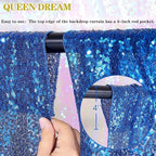 Glitter Backdrop Curtains Royal Blue Sequin Background 3 Packs 2FT x 8FT Sequin Fabric Baby Shower Birthday Party Decorations