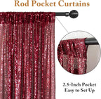 ShinyBeauty Glitter Burgundy Backdrop Curtains 2 Panels 4Ftx7Ft Sequin Curtain Photobooth Backdrops,Wine Wedding,Party,Birthday Wall Background