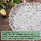 2PCS Oval Lace Placemats for Dining Table, White Lace Placemats Doilies, Embroidered Table Mats Farmhouse Cup Mat Vase Mat, 12x17 Inch