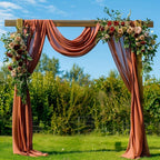 Wedding Arch Draping Fabric 4 Panels 28.7" x 20FT Terracotta Sheer Chiffon Backdrop Drapes for Wedding Ceremony Birthday Party Bridal Shower Outdoor Decoration