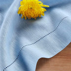 Solino Home Linen Cornflower Blue Table Runner 144 Inches Long - 100% Pure Linen Hemstitch 14 x 144 Inch Table Runner for Dining - Classic Hemstitch