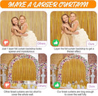 Crosize 2 Pack 3.3 x 9.9 ft Gold Foil Fringe Curtains Party Decorations, Gold Tinsel Curtain Backdrop for Parties, Door Streamers, Glitter Streamer Fringe Backdrop for Birthday Decoration