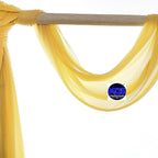 MDS Halloween Chiffon Draping Fabric - 1 Panel, 30" Wide x 50ft Long - Sheer Spooky Arbor & Canopy Drapery for Haunted House Backdrops, Party Ceilings, DIY Costumes & Themed Events - Gold