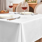Fitable Faux Linen White Tablecloths for 8 Foot Rectangle Tables - 60 x 120 Inch - 6 Pack Fabric Textured Folding Table Clothes Faux Burlap Table Covers for Wedding, Party, Banquet, Birthday