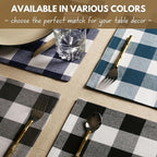 Native Fab Buffalo Check Plaid Table Runner, 100% Cotton, 13x108 Inches, Rustic Farmhouse Kitchen and Dining Décor, Perfect for Weddings, Halloween, Holiday Gatherings, Black and White