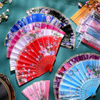 Geetery 30 Pcs Folding Hand Fan for Line Dancing Spanish Boots on The Ground Fans Gifts Bulk Colorful Silk Popping Rave for Women Tea Party Wedding Church Halloween Costume(Floral,Classic Colors)