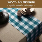 Native Fab Table Runner Buffalo Check Plaid 100% Cotton - 13x90 Inches Kitchen Dining Table Decoration for Indoor Outdoor Farmhouse Home Party Decor - Teal Green and White