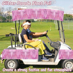 4 Pcak Each 10 Feet Glitter Pink Parade Float Decorations for Trailer Car, Glitter Foil Fringe Metallic Tinsel Streamers Banner Garland for Graduation Weeding Homecoming Birthday Party (Glitter-Pink)