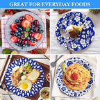 90 Pcs Paper Plates 8 Inch Bulk Thick Heavy Duty Disposable Plates Printed Blue and White Plate for Party, Wedding, Birthday, Tea, Picnic Barbecue, Everyday Use, Soak Proof, Cut Proof