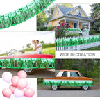4 Pack Float Fringe Curtains, Metallic Foil Fringe Garland Shiny Tassel Foil Float Parade Float Decorations for Trailer Car Graduation Homecoming Outdoor Indoor St Patrick's Party (Green)
