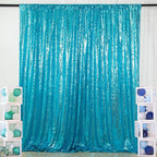 ShinyBeauty Sequin Curtain Turquoise 4FTx8FT Photo Backdrop - Aqua Blue Glitter Photography Backdrop for Wedding and Bridal Shower