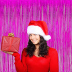 Foil Fringe Curtain Party Decorations - Hot Pink Photo Backdrop Tinsel Steamers Curtains for Tropical Hawaiian Theme Birthdays Christmas Valentine Bachelorette Parties
