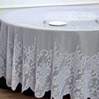 Tableclothsfactory 120" White Premium Lace Round Tablecloth for Banquet Party Wedding Event Home Decor
