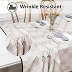 MYSKY HOME Table Cloth 60x120 in Rectangle, Heavy Duty Linen Look Waterproof Tablecloths Farmhouse Tablecloth, Wrinkle Free Table Cover with Black Plaid for Kitchen Dining, Party