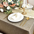 Fitable Faux Linen Tablecloths for Rectangle Tables: Water & Stain Resistant Farmhouse Table Cloth, Washable Burlap Textured Table Covers for Kitchen Dining Party(2 Pack, 52x70 Inch, Khaki)