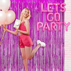 Magenta Tinsel Curtain Party Backdrop - GREATRIL Foil Fringe Curtain Photo Booth Streamers for Bachelorette Party Engagement Bridal Shower 2 PCS