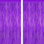 2 Pack Backdrop Curtains, 3.28 FT x 7.05 FT Purple Tinsel Backdrop, Metallic Purple Backdrop Fringe Curtains Foil Streamer, Party Supplies Photo Props for Anniversaires Wedding Party