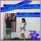 4 Pack 10 Feet Glitter Royal Blue Parade Float Decorations for Trailer Car, Glitter Foil Fringe Metallic Tinsel Streamers Banner Garland for Graduation Weeding Homecoming Birthday Party(Glitter-Blue)
