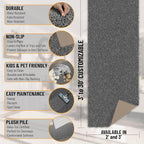 Ottomanson 2' x 3' Shaggy Area Rug - Plush & Cozy Non-Slip Carpet for Bedroom, Living Room & Nursery - Non Shedding & Durable for High-Traffic Areas, Gray