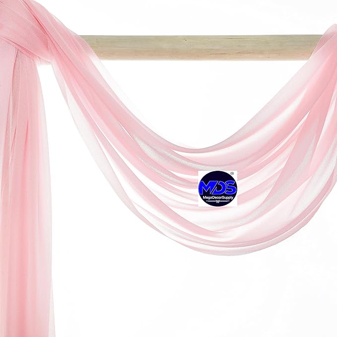 MDS Halloween Chiffon Draping Fabric - 2 Panel, 30" Wide x 20ft Long - Sheer Spooky Arbor & Canopy Drapery for Haunted House Backdrops, Party Ceilings, DIY Costumes & Themed Events - Blush Pink
