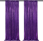 Purple Sequin Backdrop 2 Panels 2FTx8FT Glitter Halloween Party Backdrop Curtains Photo Background for Wedding Baby Shower Stage Decorations