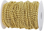 4mm Crafts Faux Pearl Beads Garland Pearl Bead Roll Strand of Pearls to Decorate Floral Centerpieces Wedding Party Favor Christmas Tree(131 Feet Gold)