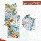 Maison d' Hermine Table Runner 100% Cotton Double Layer Table Runners 108 inches Long Decorative for Home Kitchen Dining Party Baby Shower Wedding Bridal Shower Spring Summer (Agrume, 14.50" x 108")