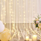 Champagne Tulle Backdrop Curtain with Lights String for Parites Wedding 10x8ft Champagne Sheer Backdrop Curtains for Bridal Shower Baby Shower Birthday Party Photo Booth Background Decorations
