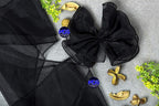 MDS Pack of 100 PCS Organza Chair Sashes Wider Dining Chair Bows Ribbon Tie Back for Wedding Party Birthday Bridal Shower Reception Event Banquet Home Chair Cover Decoration - Black