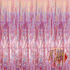 6 Pack Rose Gold Foil Fringe Curtain Backdrop, 3.28Ft x 8.2Ft Metallic Tinsel Foil Fringe Streamer Curtains for Photo Booth, Birthday, Wedding, New Year Party Decorations