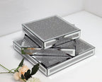 GIMORRTO Mirror Display Riser 3 PC, Glam Accent Table Display Platform for Decorative Pieces, Mirrored Showpeice 3 set, Food Beffer Displayer (Sparkling 3PC)