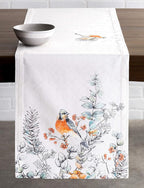 Maison d' Hermine Table Runner 100% Cotton Single Layer Table Runners 36 inches Long for Thanksgiving Christmas Decorations Home Kitchen Dining Party Wedding (Whitish Shabby Chique, 14.5" x 36")
