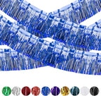 4 Pack Iridescent Float Fringe Curtains, Metallic Foil Fringe Garland Shiny Tassel Foil Parade Float Decorations for Trailer Car Graduation Homecoming Outdoor Indoor Party (Royal Blue)