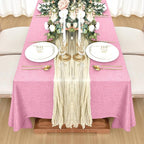 Fitable Square Table Cloth Linen Textured: Water & Stain Resistant Farmhouse Tablecloth, Washable Burlap Table Covers for Kitchen Dining Party(2 Pack, 54x54 Inch, Pink)