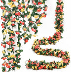 Miracliy 5Pcs 41FT Flower Garland Artificial Rose Arch Vines Fake Spring Floral Garland for Flower Wall Backdrop Wedding Mothers Day Garden Tea Party Decoration