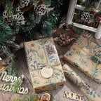 RUSPEPA 30" X 32.8' Kraft Christmas Wrapping Large Paper Roll, Jumbo Roll, Watercolor Pinecone and Eucalyptus Leaf Design, Kraft Gift Wrap for Christmas, Winter Holiday Party, Rustic Natural Theme