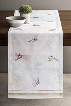 Maison d' Hermine Table Runner 100% Cotton Single Layer Table Runners 108 inches Long Decorative for Home Kitchen Dining Party Wedding Bridal Shower Spring Summer (Flying Birds, 14.50" x 108")