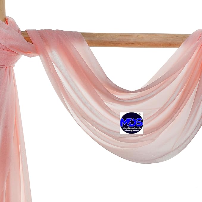 MDS Halloween Chiffon Draping Fabric - 2 Panel, 30" Wide x 20ft Long - Sheer Spooky Arbor & Canopy Drapery for Haunted House Backdrops, Party Ceilings, DIY Costumes & Themed Events - Dusty Rose